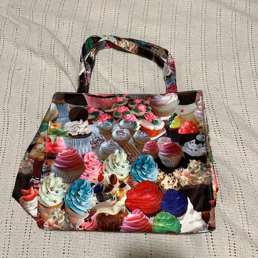 Colorful Cupcake Print Tote Bag
